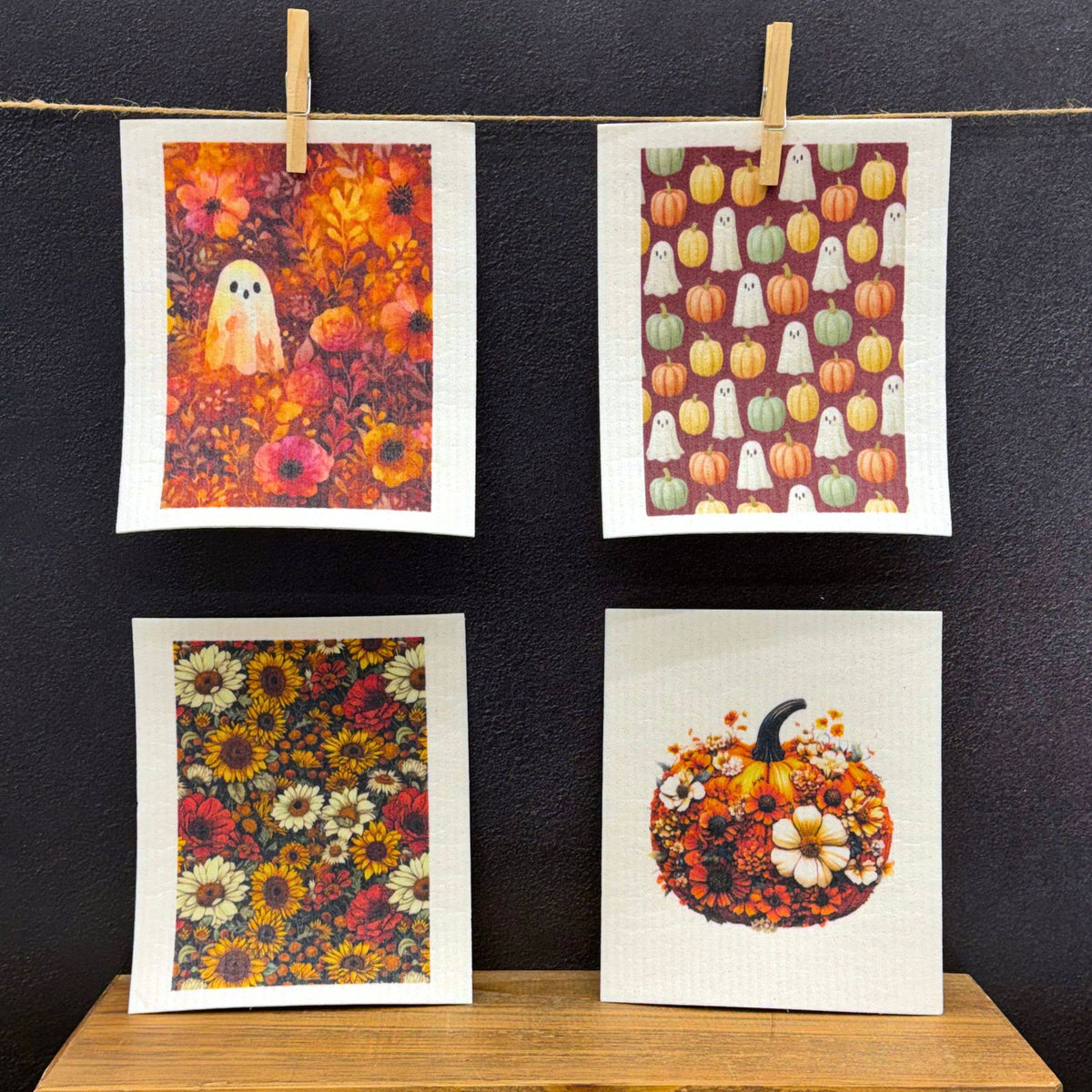 Fall Harvest Flower Garden Swedish Dishcloths
