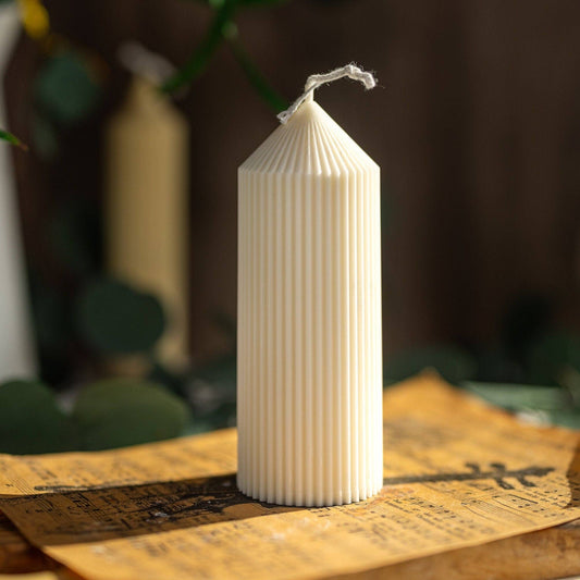 Ribbed Pillar Candle