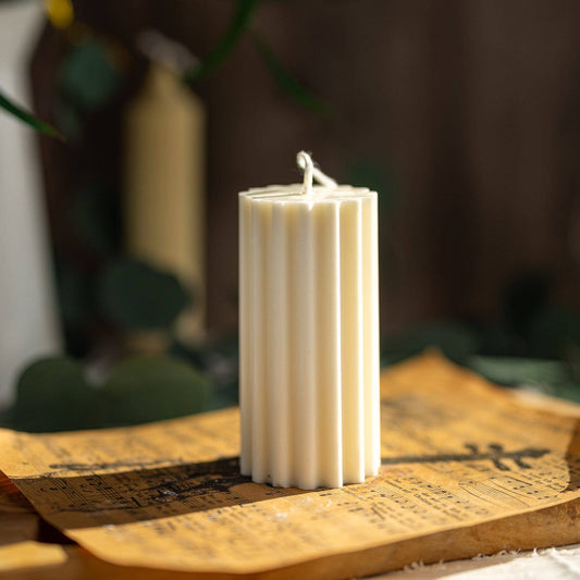 Ribbed Thick Pillar Candle