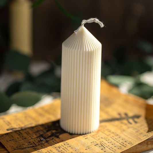 Ribbed Pillar Candle