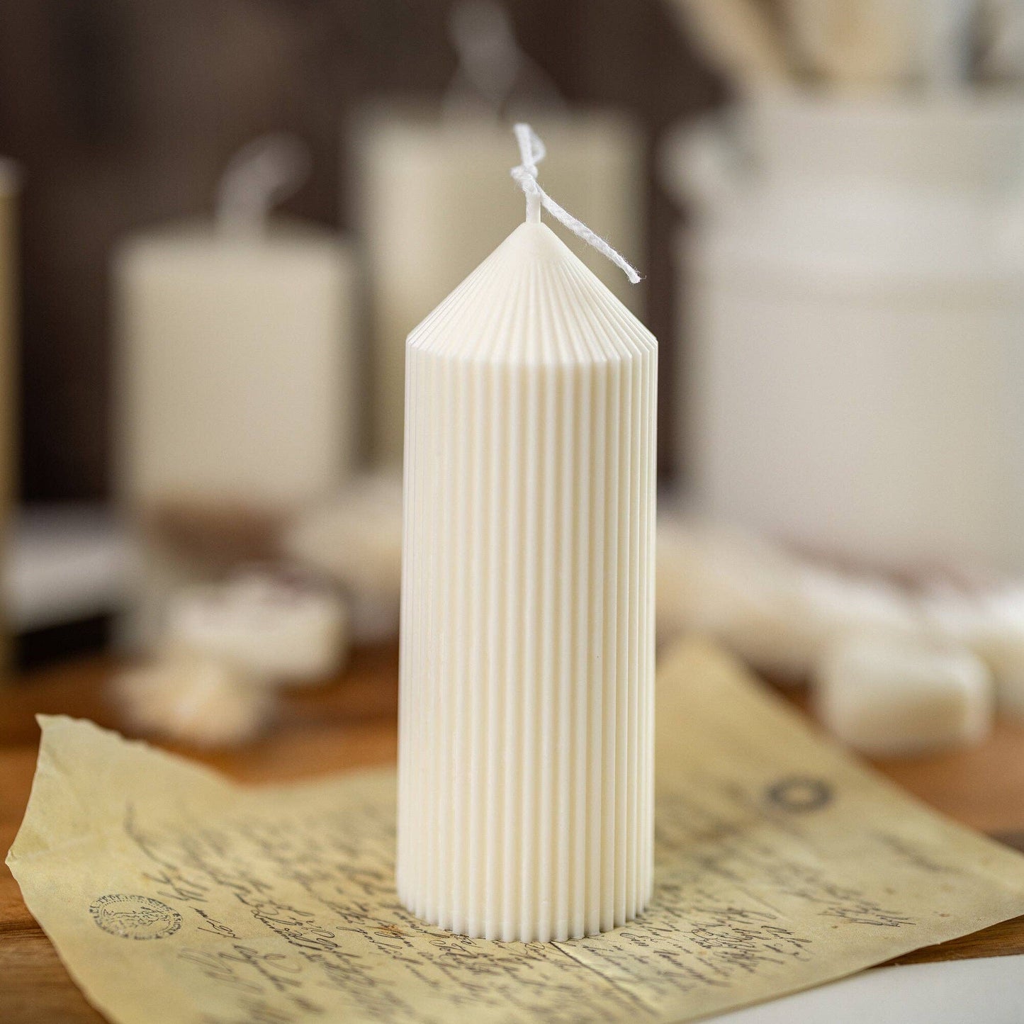 Ribbed Pillar Candle