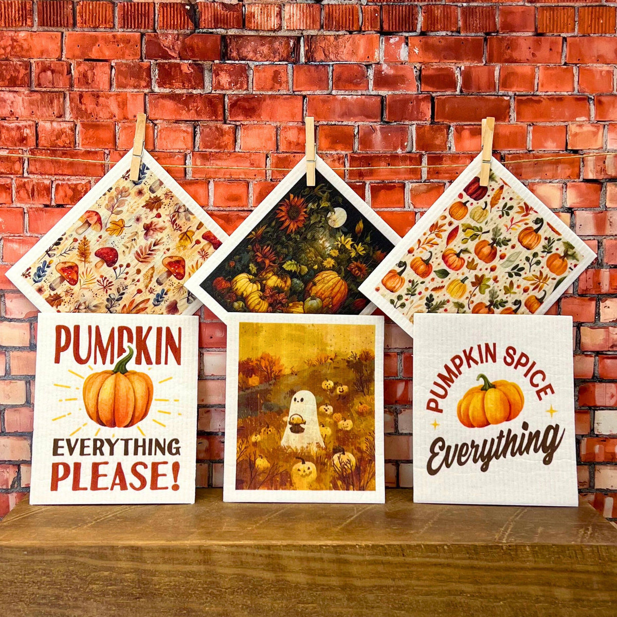 Full Moon Fall Harvest Swedish Dishcloth