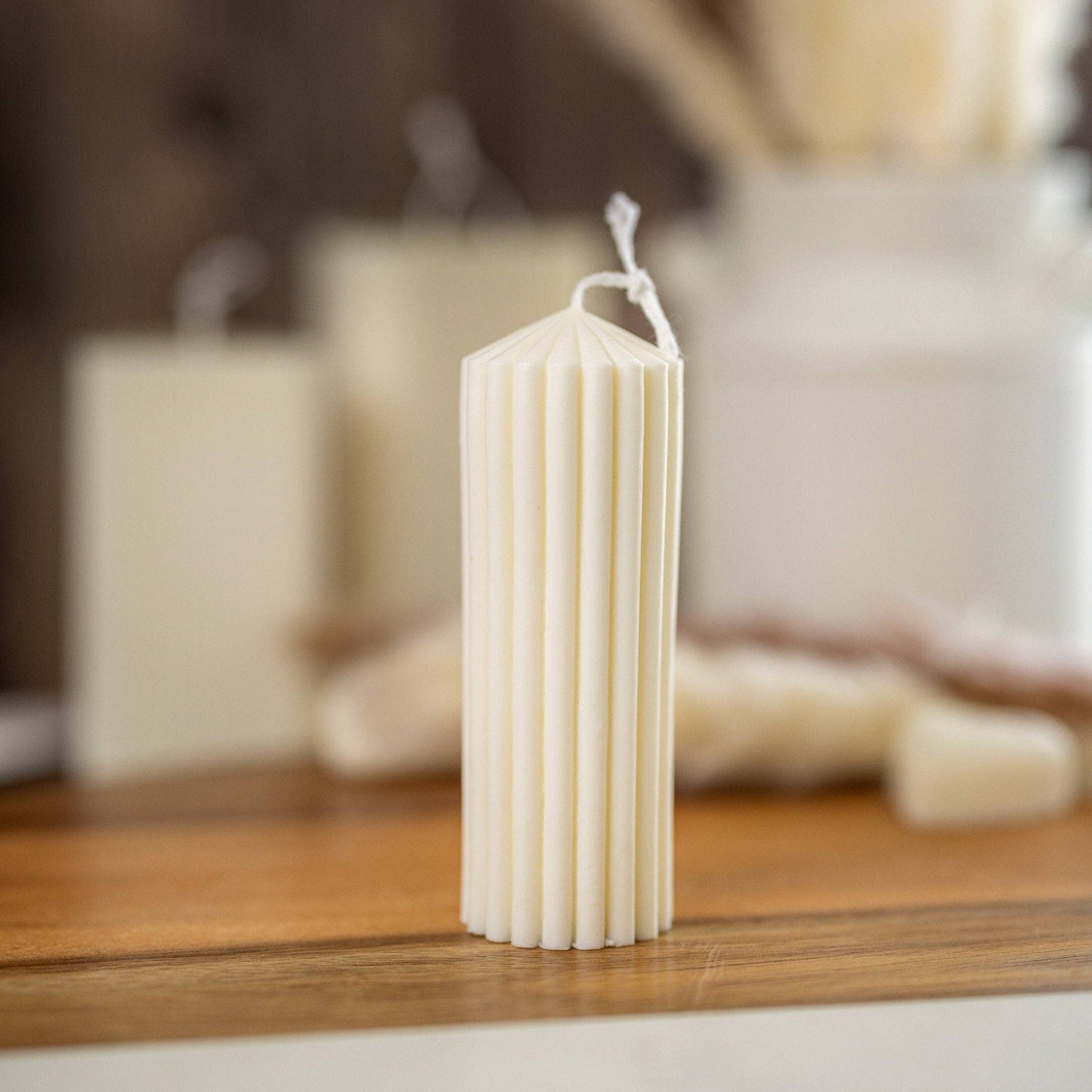 Tall Ribbed Pillar Candle