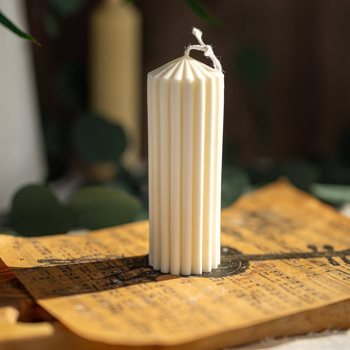Tall Ribbed Pillar Candle