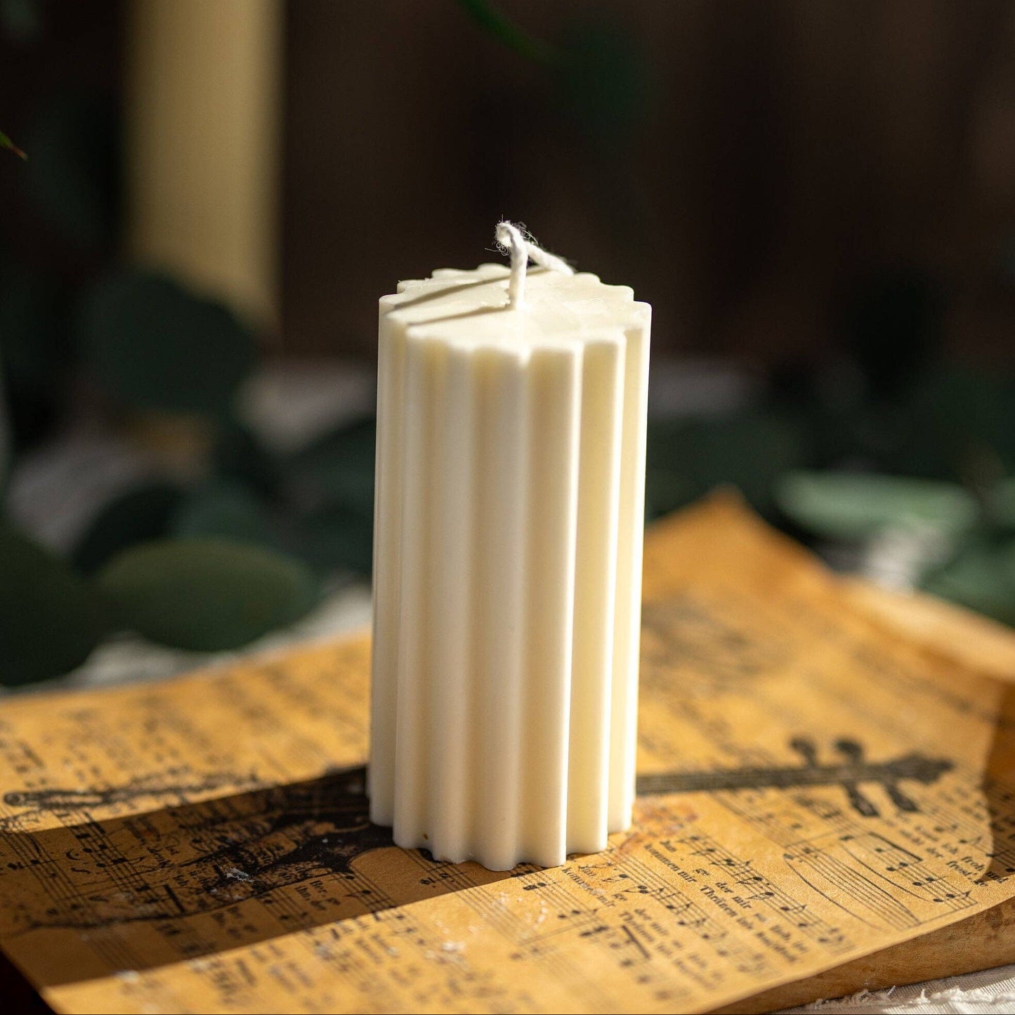 Ribbed Thick Pillar Candle