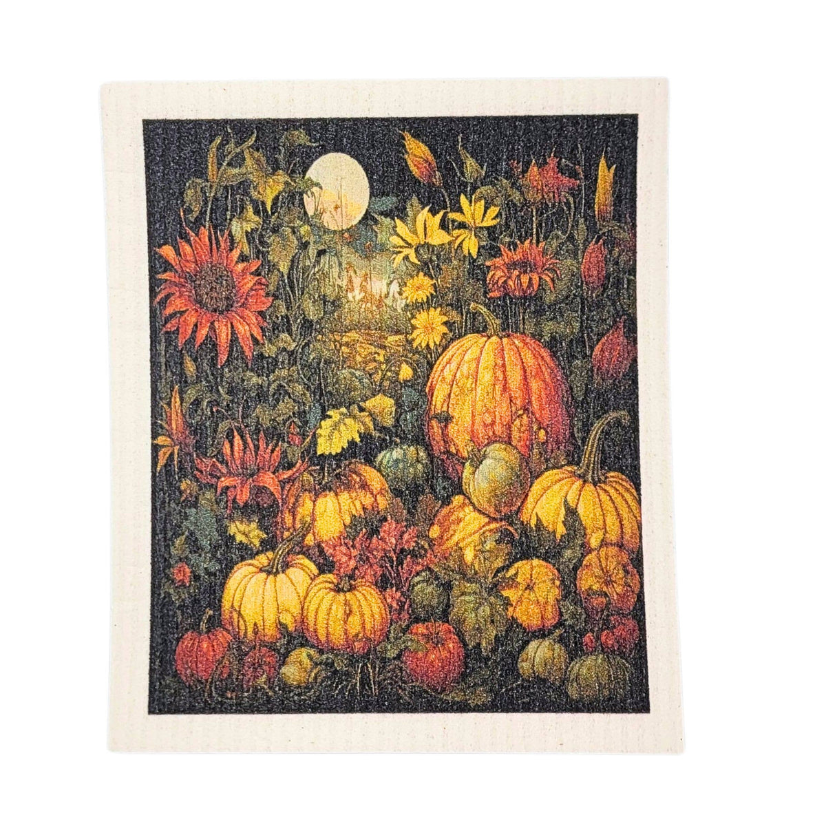 Full Moon Fall Harvest Swedish Dishcloth