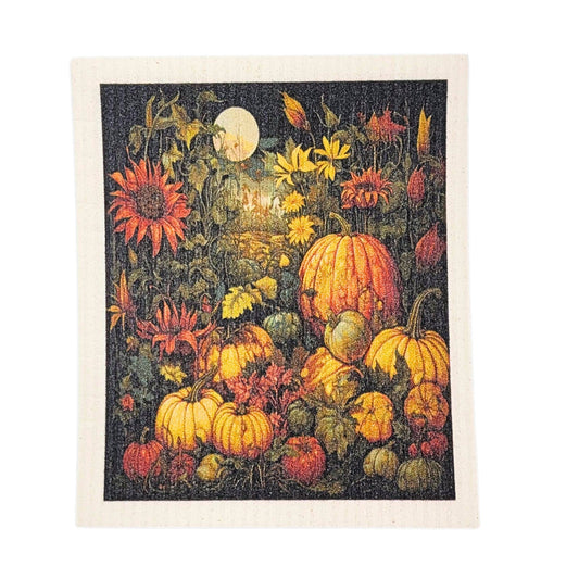 Full Moon Fall Harvest Swedish Dishcloth