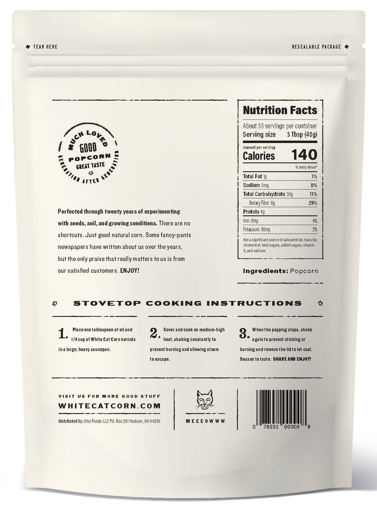 White Cat Corn – Gourmet Popcorn
