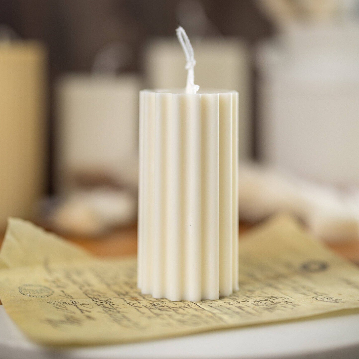Ribbed Thick Pillar Candle