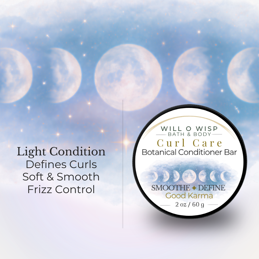 WILL O WISP BATH & BODY Curl Care botanical conditioner bar for defining and smoothing curly hair