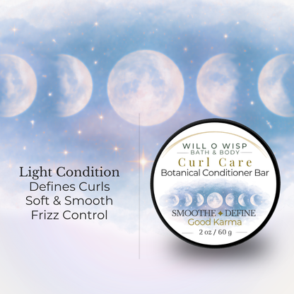 WILL O WISP BATH & BODY Curl Care botanical conditioner bar for defining and smoothing curly hair